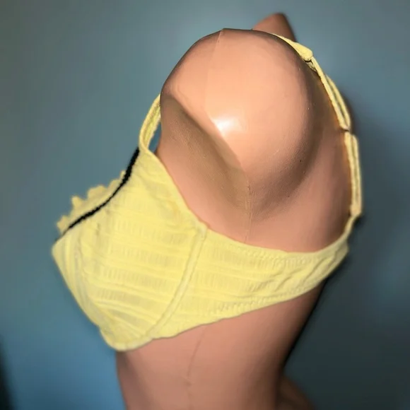 “D” L Vintage Betsey Johnson yellow rose bikini dollbaby retro dollbaby black - Picture 11 of 16